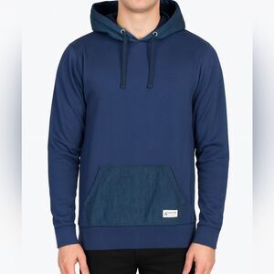 Jiberish Blue Streetwear Hoodie with Denim Hood L  90s Skater Steez